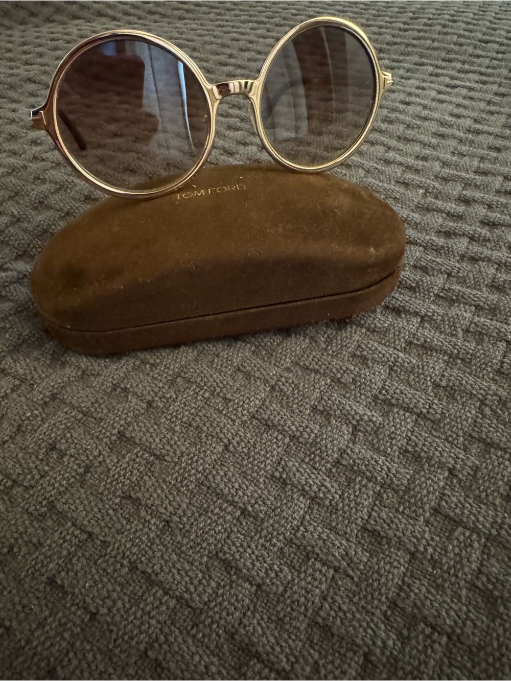 Tom Ford Gold Round Sunglasses with Brown Gradient Lenses